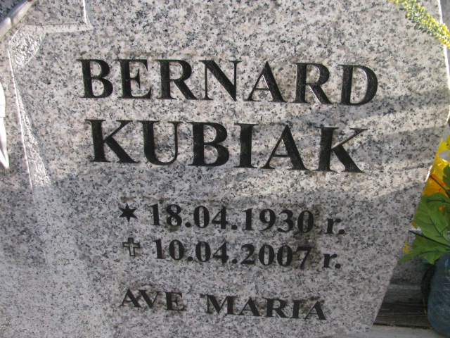 Bernard Kubiak 1930 Zgorzelec - Grobonet - Wyszukiwarka osób pochowanych